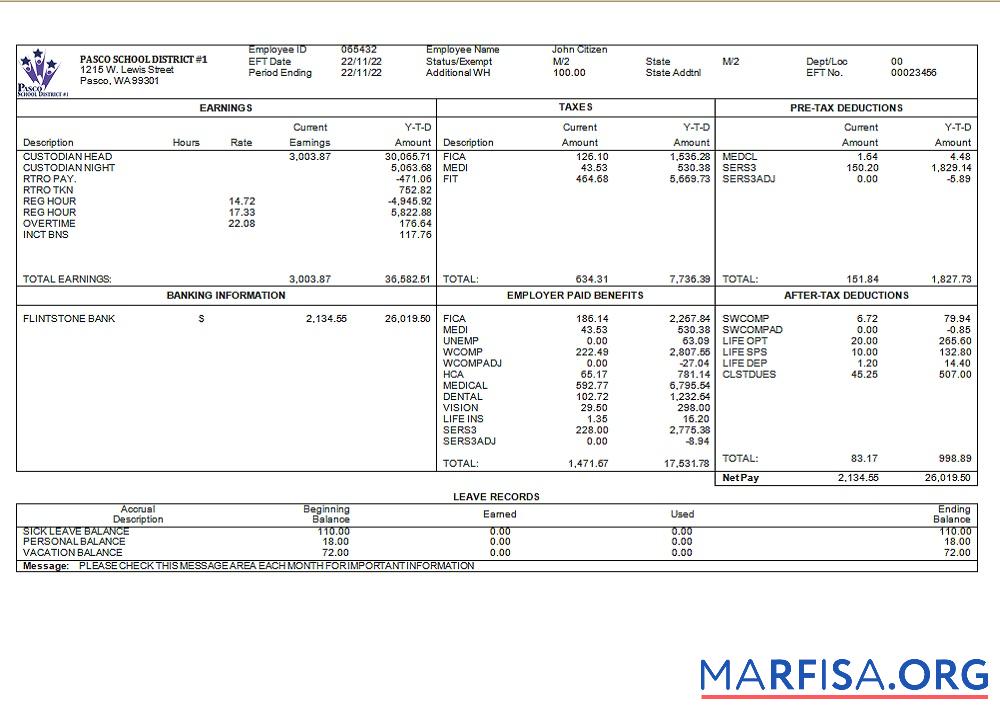 Blank USA school employee sheet in format template